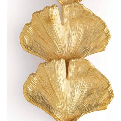 Ginkgo Sconce by Regina Andrew in gold and gold. Made from aluminum in a transitional style.