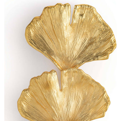Ginkgo Sconce by Regina Andrew in gold and gold. Made from aluminum in a transitional style.