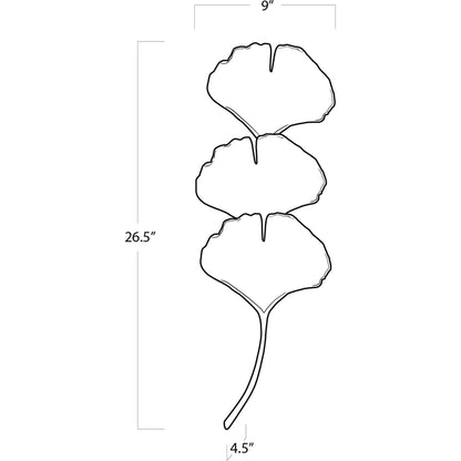 Ginkgo Sconce by Regina Andrew in gold and gold. Made from aluminum in a transitional style.