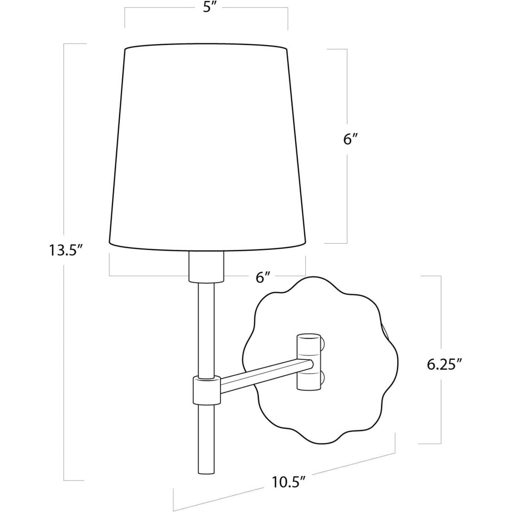 Mia Swing Arm Sconce by Regina Andrew in white and natural brass. Made from steel in a transitional style.