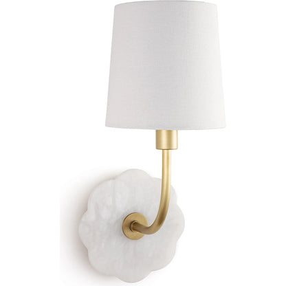 Camilla Bent Arm Sconce by Regina Andrew in white and natural stone. Made from alabaster in a transitional style.