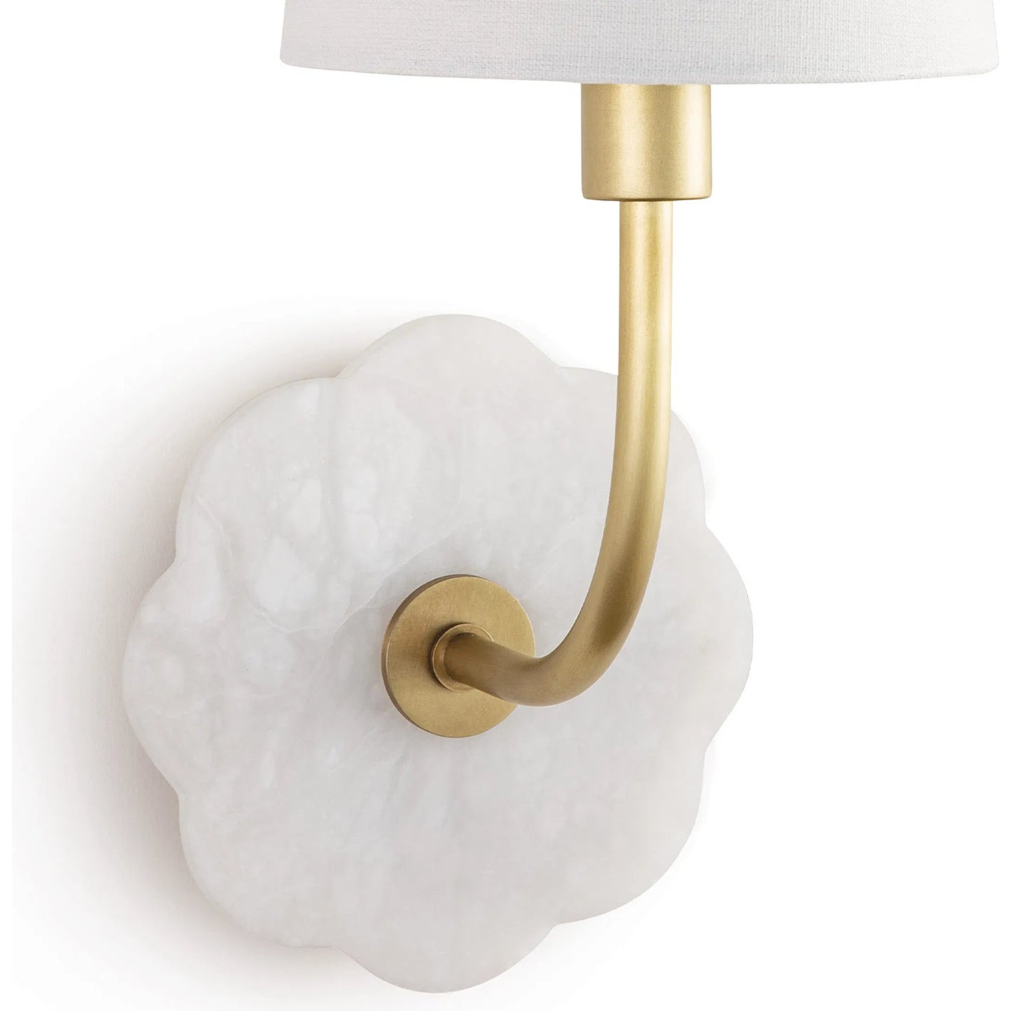 005 SR-769898 | Closeup | Camilla Bent Arm Sconce by Regina Andrew in white and natural stone. Made from alabaster in a transitional style.