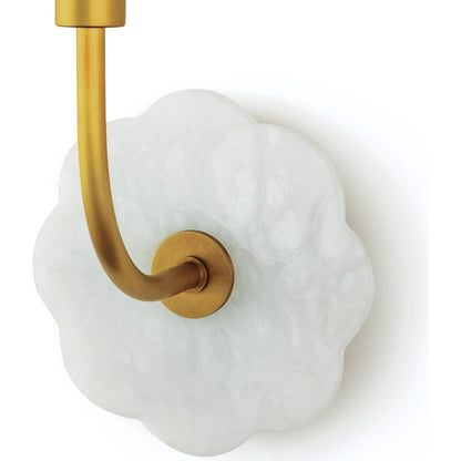 Camilla Bent Arm Sconce by Regina Andrew in white and natural stone. Made from alabaster in a transitional style.