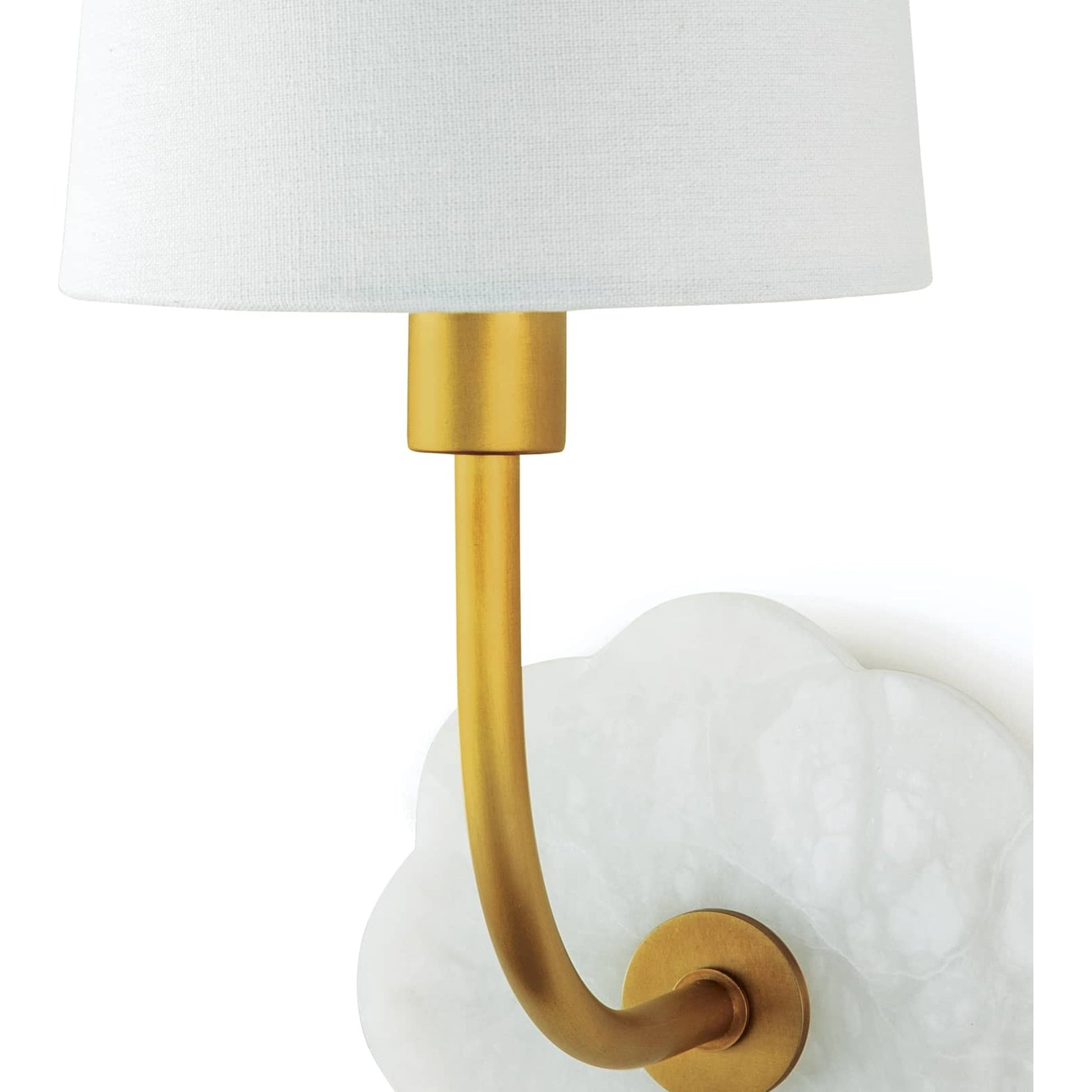 Camilla Bent Arm Sconce by Regina Andrew in white and natural stone. Made from alabaster in a transitional style.