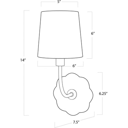 Camilla Bent Arm Sconce by Regina Andrew in white and natural stone. Made from alabaster in a transitional style.