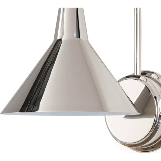 Dublin Sconce by Regina Andrew in nickel and polished nickel. Made from steel in a transitional style.