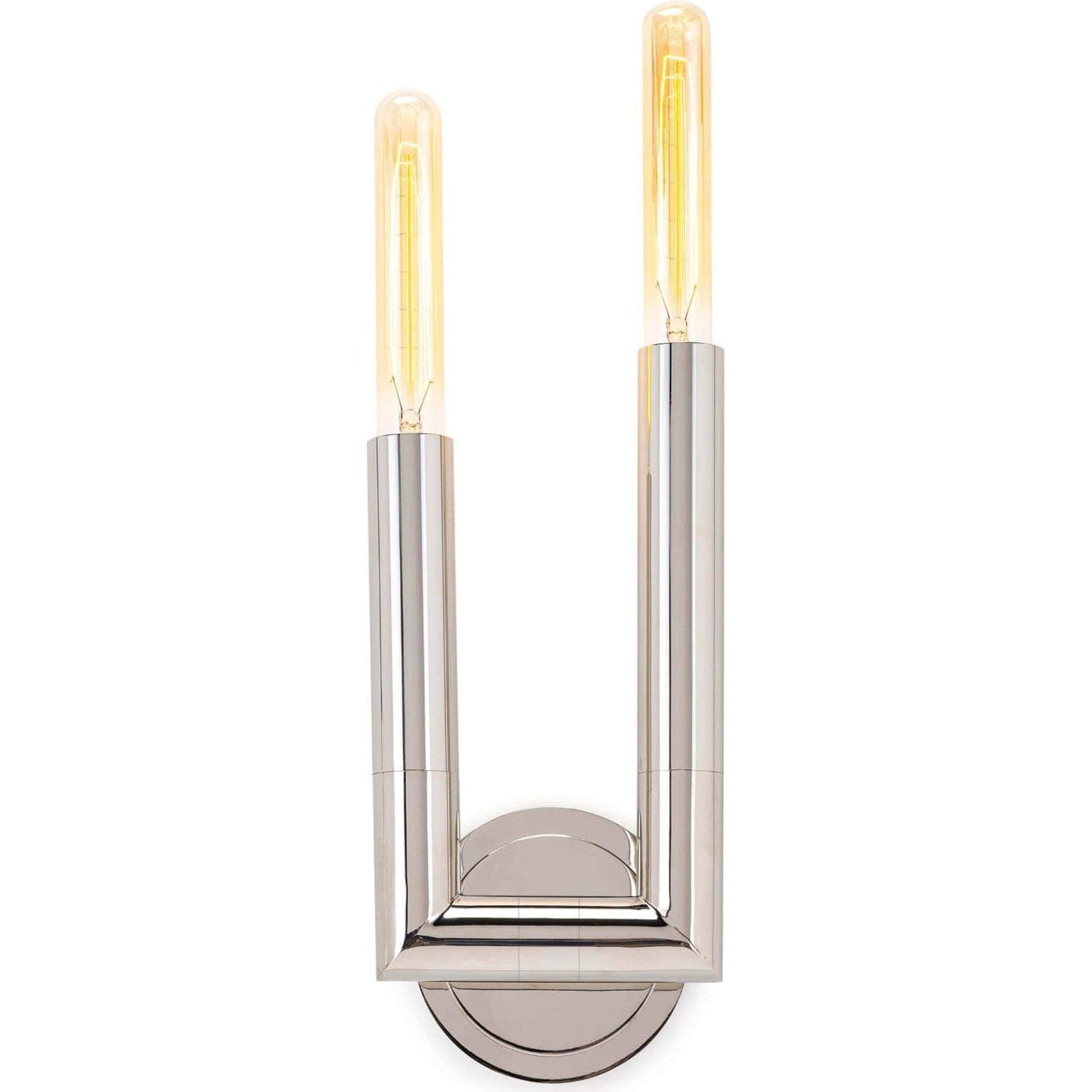 Wolfe Sconce by Regina Andrew in nickel and polished nickel. Made from steel in a modern style.
