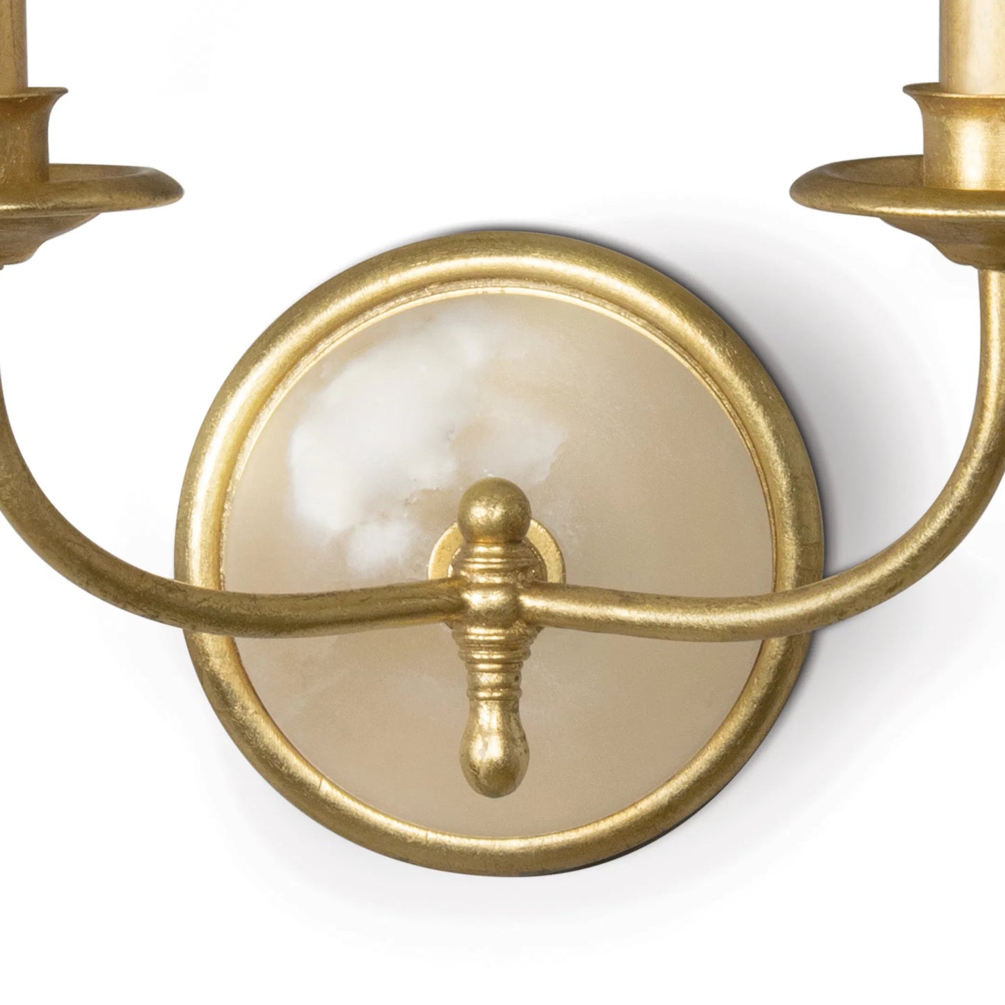 000 SI-2262654 | Closeup | Fisher Sconce Double by Regina Andrew in gold leaf. Made from steel in a modern style.