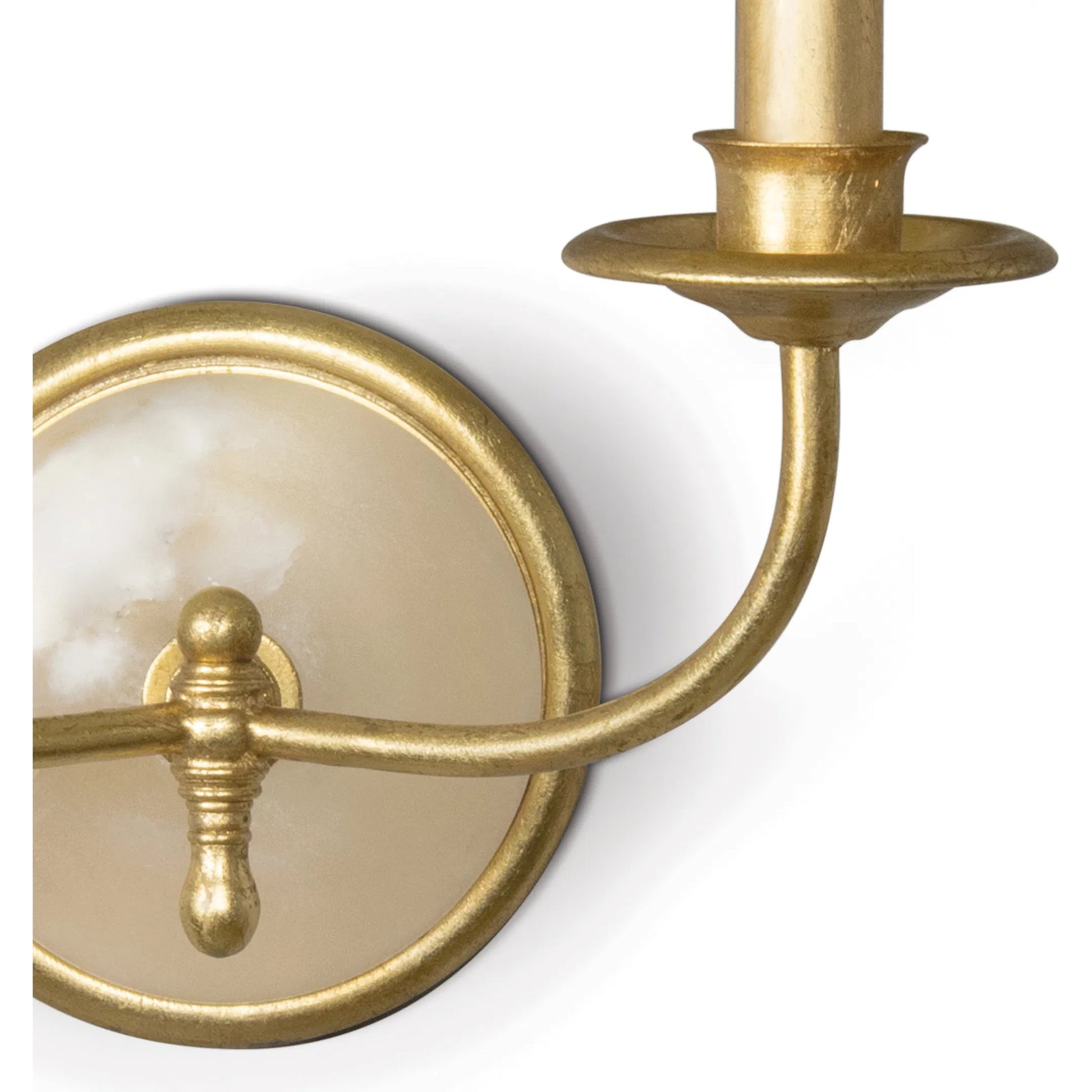 Fisher Sconce Double by Regina Andrew in gold leaf. Made from steel in a modern style.