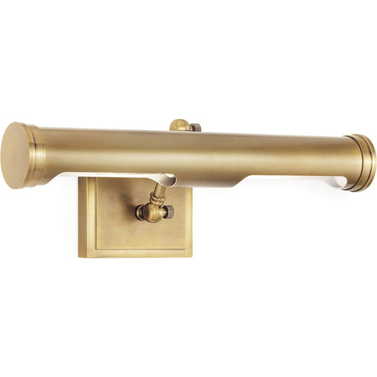 Tate Picture Light by Regina Andrew in natural brass. Made from steel in a unique style.