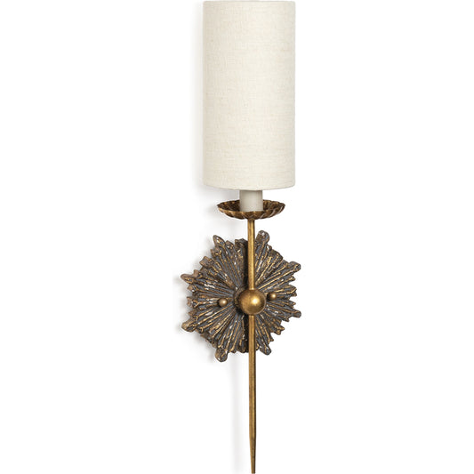 Louis Single Sconce by Regina Andrew in gold and antique gold. Made from birch wood in a transitional style.
