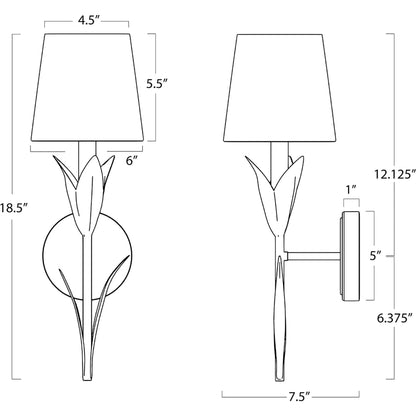 River Reed Sconce Single by Regina Andrew in antique gold. Made from steel in a modern style.