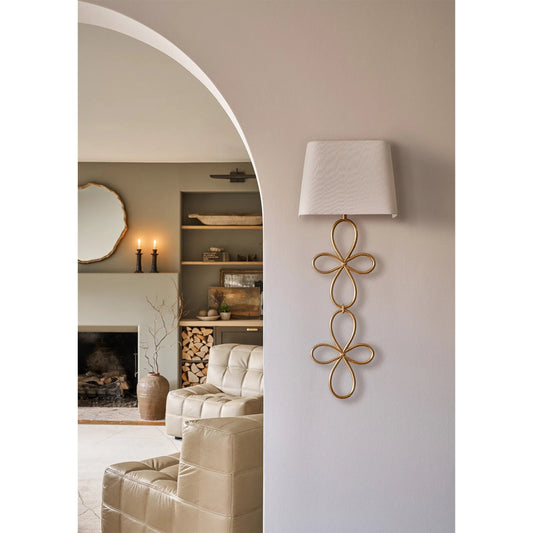 Minuet Sconce by Regina Andrew in gold leaf. Made from steel in a modern style.