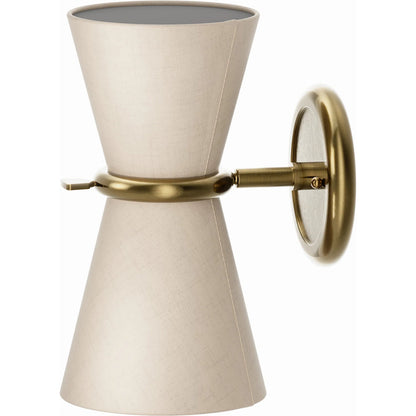 Gable Sconce by Regina Andrew in brass and antique natural brass. Made from steel in a unique style.