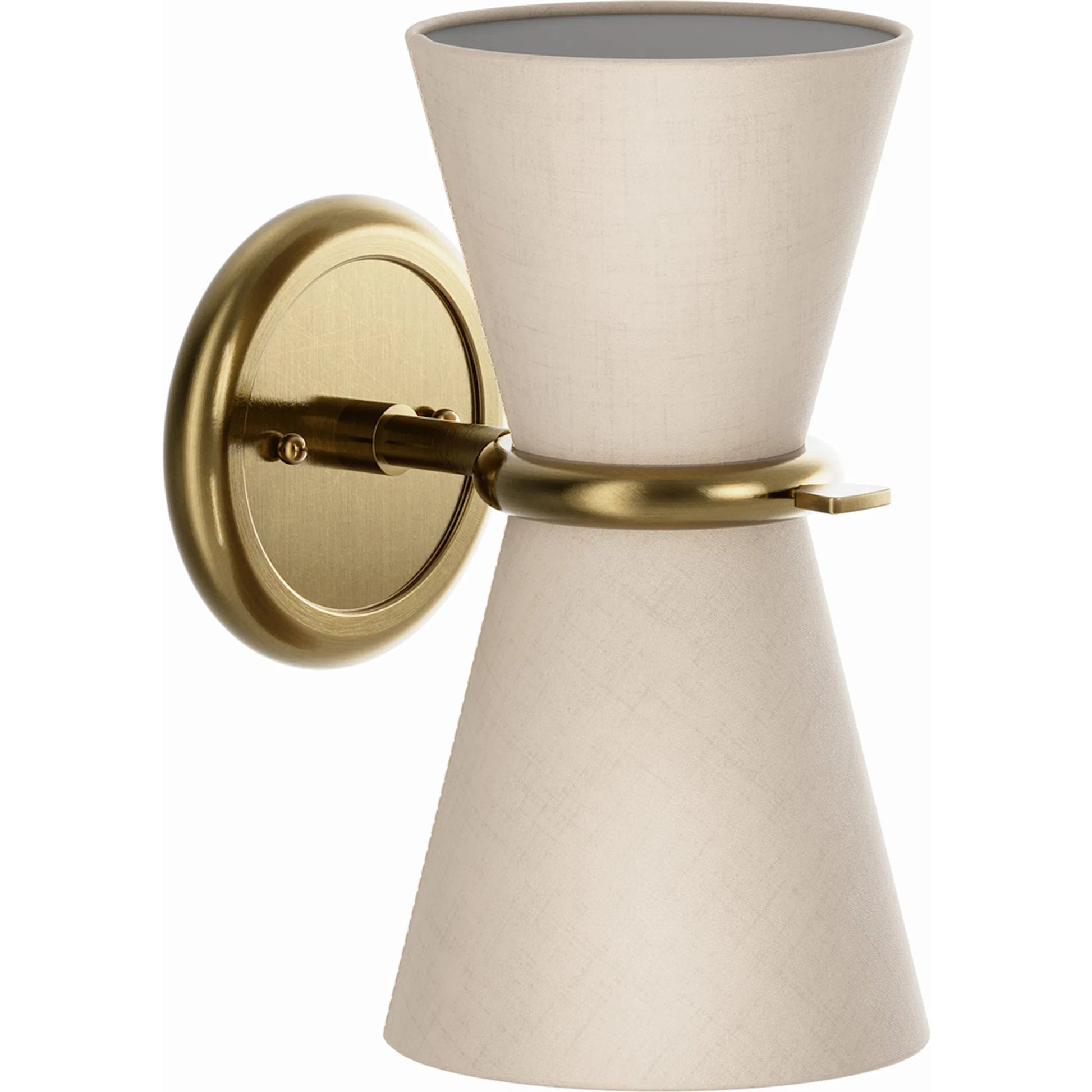 Gable Sconce by Regina Andrew in brass and antique natural brass. Made from steel in a unique style.