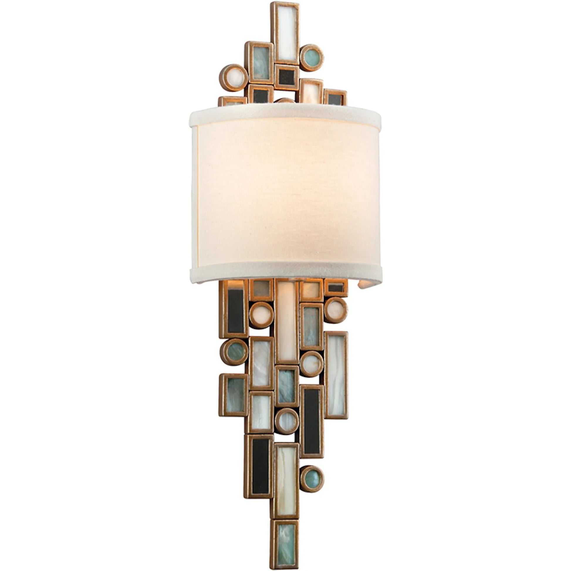 Dolcetti Wall Sconce with Shade by Corbett in dolcetti silver. Made from hand-worked iron in a transitional style.