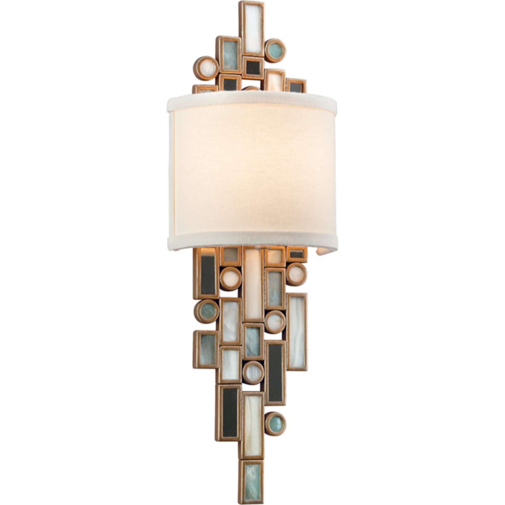 Dolcetti Wall Sconce with Shade by Corbett in dolcetti silver. Made from hand-worked iron in a transitional style.