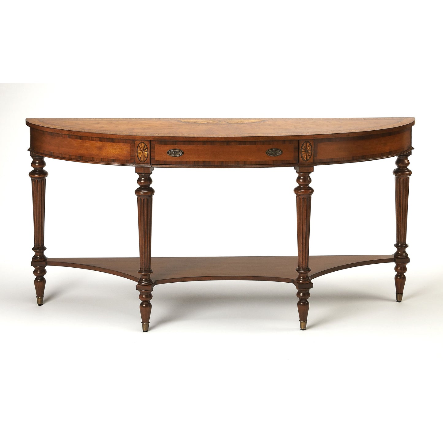 003 O-BUTLER-1510090 | Primary Silo | Latham Console Table by Butler Specialty Company in medium brown and connoisseur's. Made from wood solids, wood products, anegre, rosewood, myrtle burl, crown cherry veneers in a traditional style.