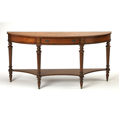 Latham Console Table by Butler Specialty Company in medium brown and connoisseur's. Made from wood solids, wood products, anegre, rosewood, myrtle burl, crown cherry veneers in a traditional style.