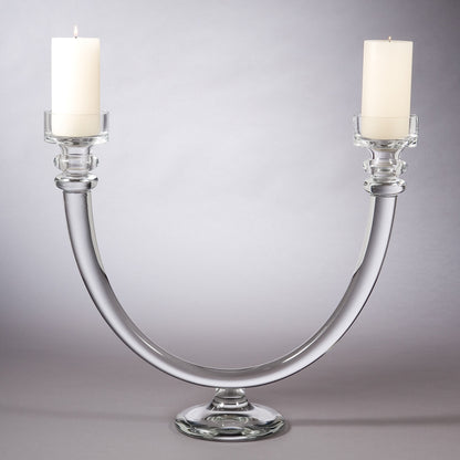 Two Lite Glass Tube Candelabra by Global Views. Made from glass in a transitional style.