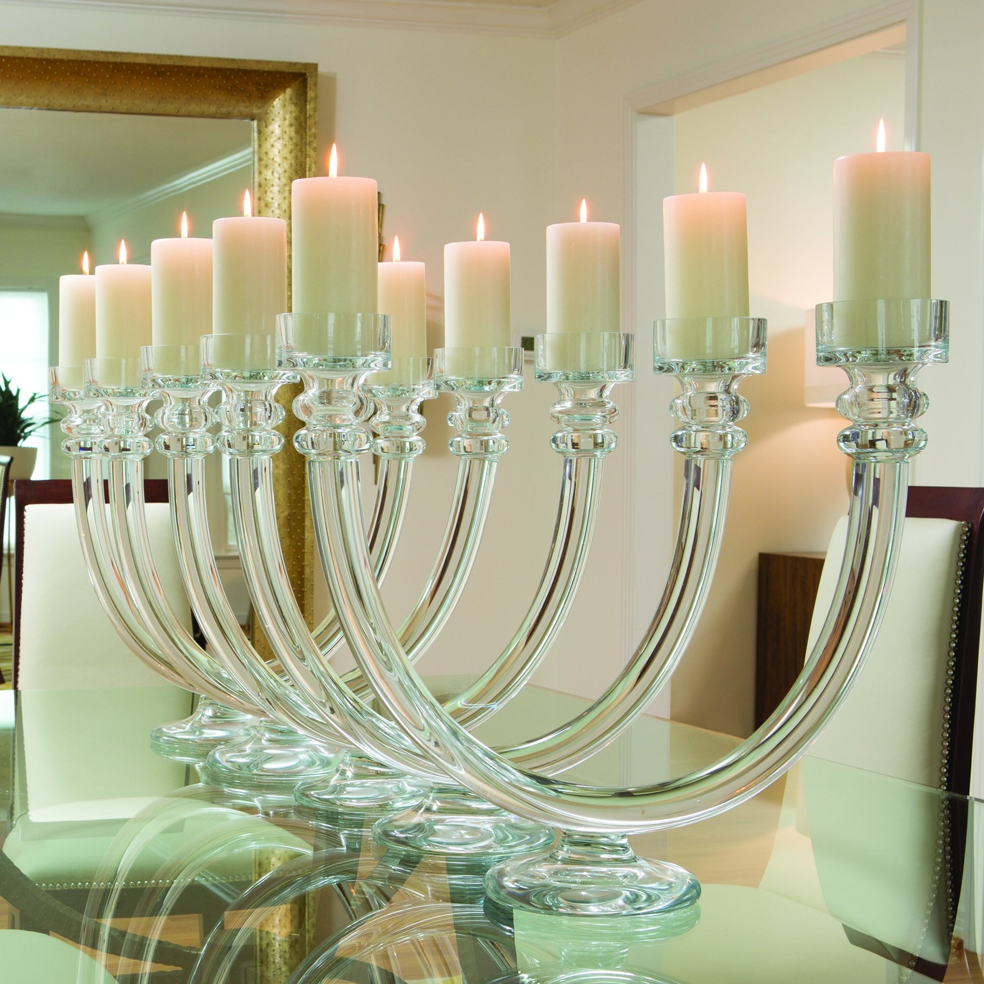 Two Lite Glass Tube Candelabra by Global Views. Made from glass in a transitional style.