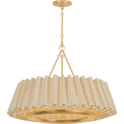 Beechford Chandelier by Hudson Valley in vintage gold leaf. Made from natural woven in a unique style.