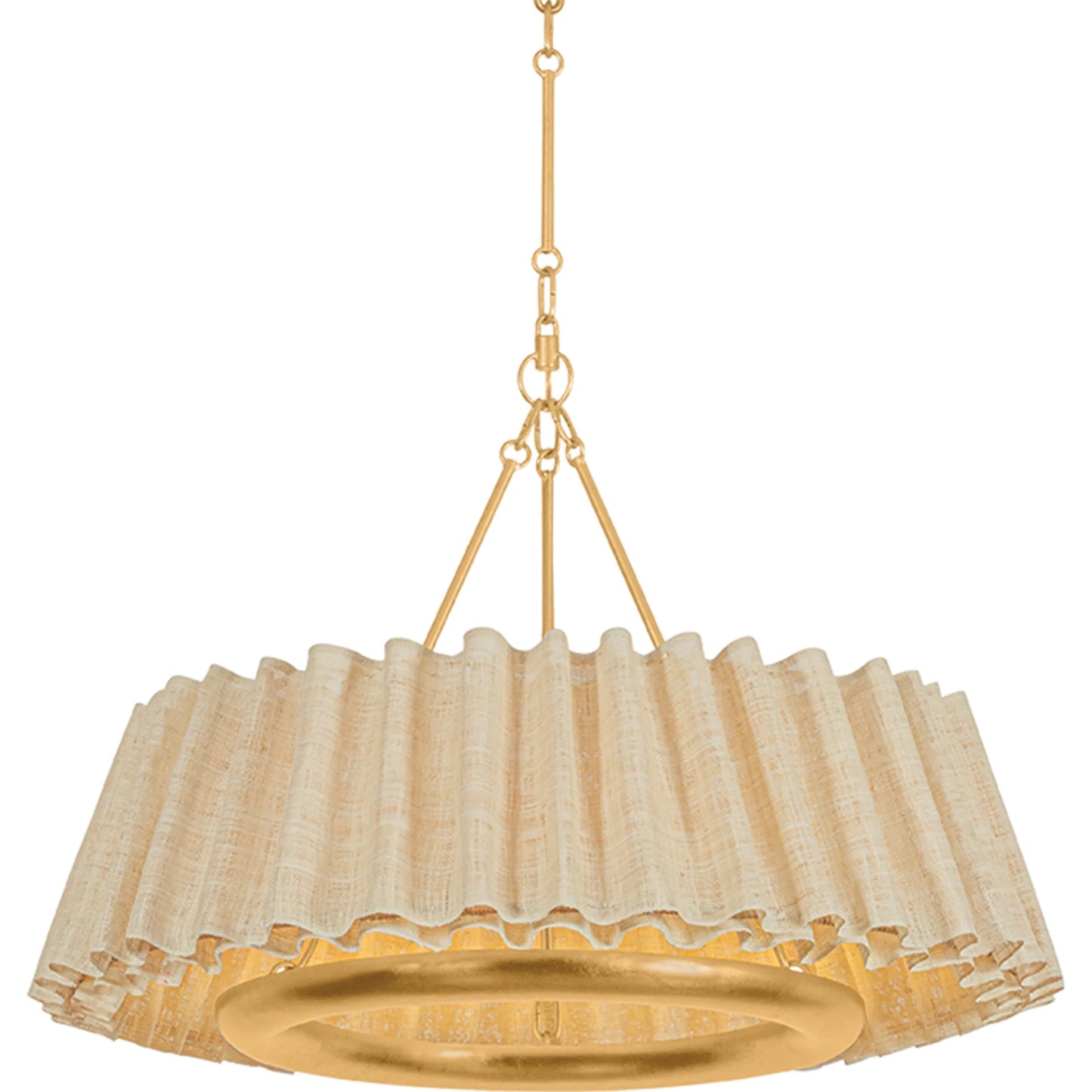 001 SI-2544187 | Primary Silo | Beechford Chandelier by Hudson Valley in vintage gold leaf. Made from natural woven in a unique style.