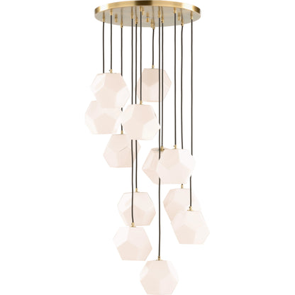Indicus Chandelier by Wildwood in antique brass, black, white. Made from unique in a modern style.