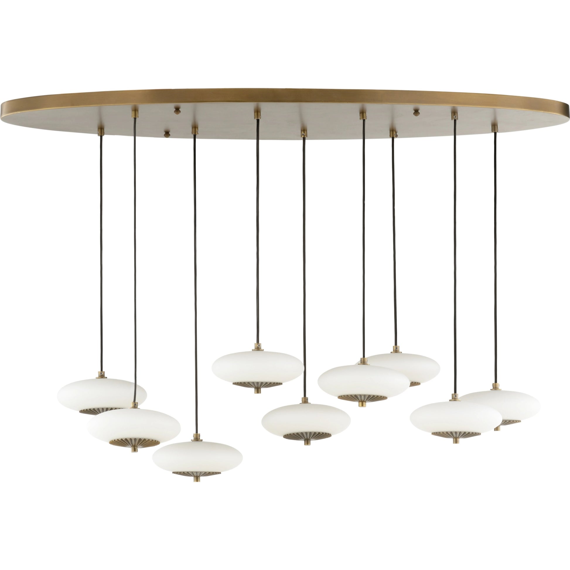 Collier Chandelier by Wildwood in antique brass, black, milk. Made from unique in a modern style.