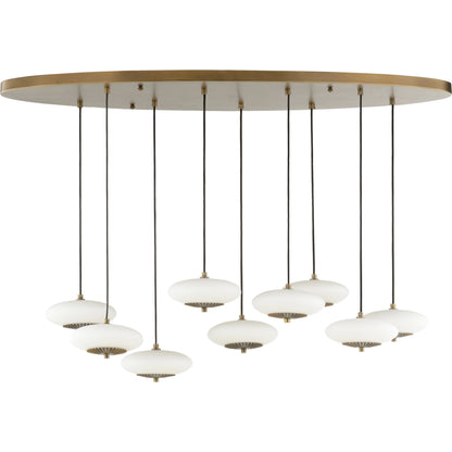 Collier Chandelier by Wildwood in antique brass, black, milk. Made from unique in a modern style.