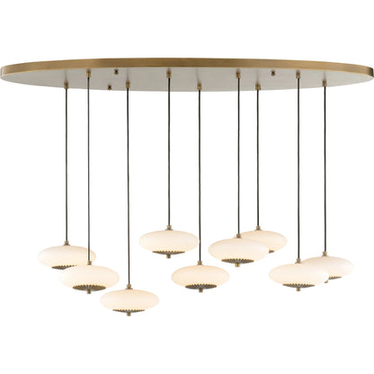 Collier Chandelier by Wildwood in antique brass, black, milk. Made from unique in a modern style.