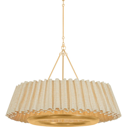 Beechford Chandelier by Hudson Valley in vintage gold leaf. Made from natural woven in a unique style.