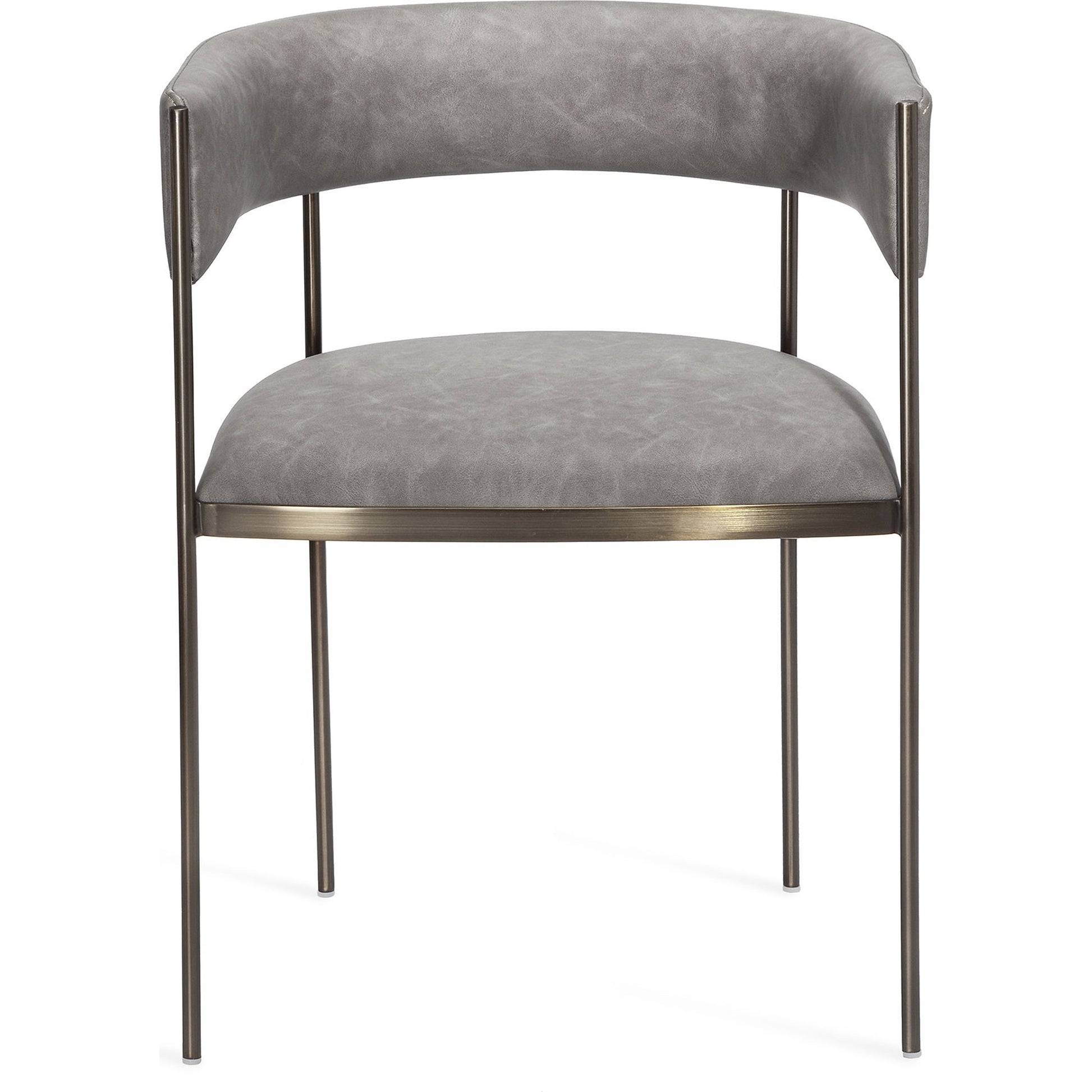 Ryland Dining Chair by Interlude Home in distressed charcoal, antique bronze. Made from faux leather, metal in a modern style.