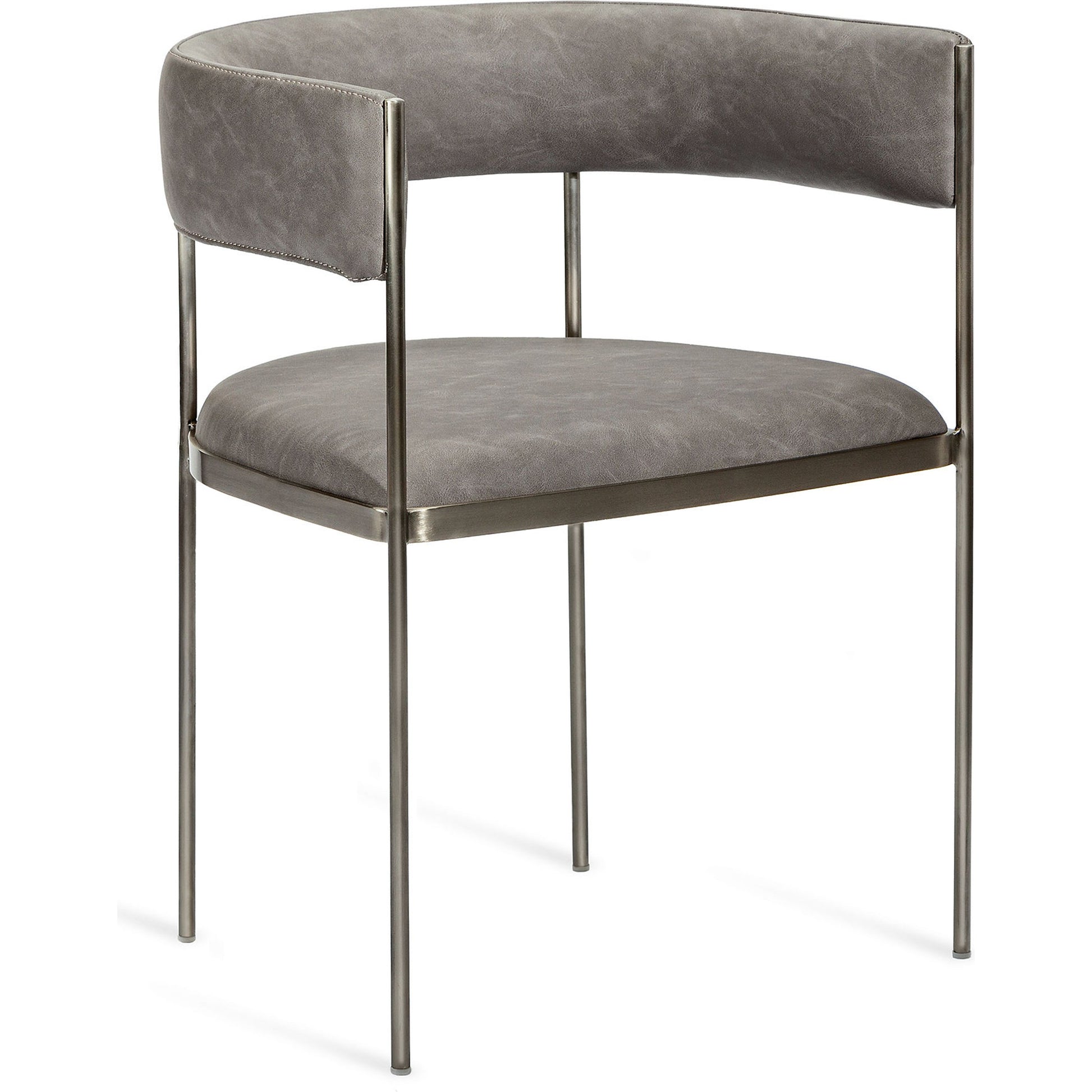 Ryland Dining Chair by Interlude Home in distressed charcoal, antique bronze. Made from faux leather, metal in a modern style.