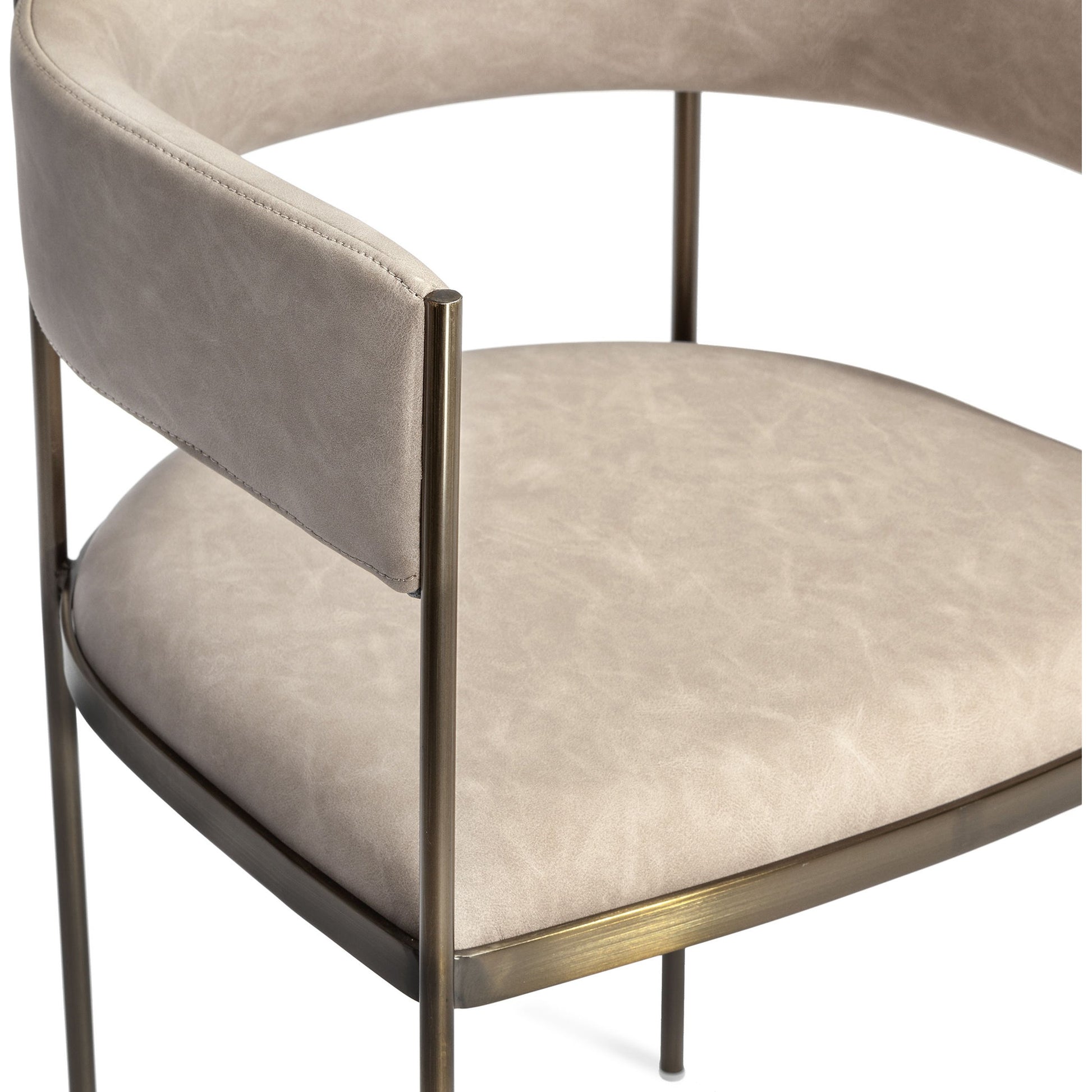 Ryland Dining Chair by Interlude Home in distressed charcoal, antique bronze. Made from faux leather, metal in a modern style.