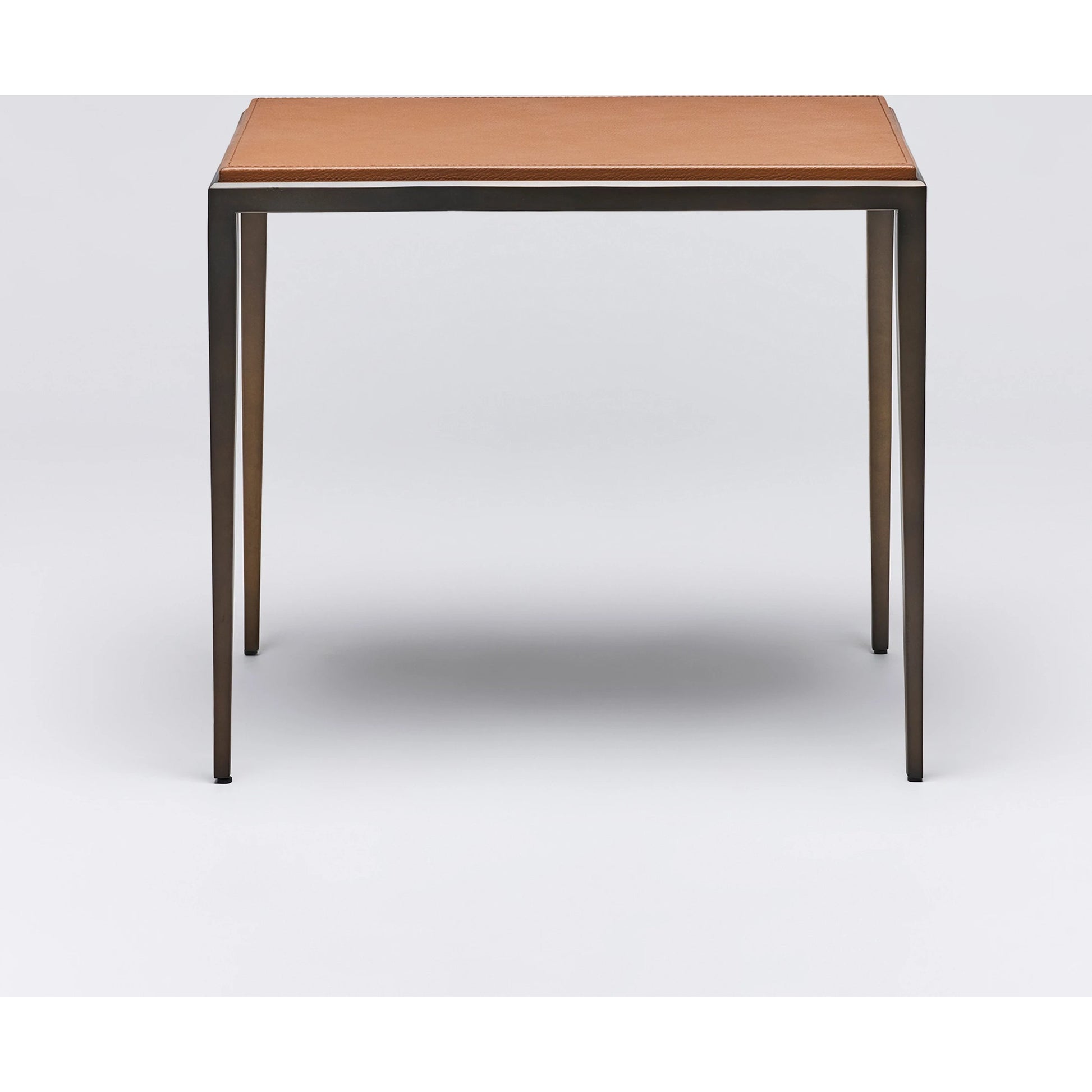 Auburn Side Table by Interlude Home. Made from wood, cast iron, leather in a modern style.