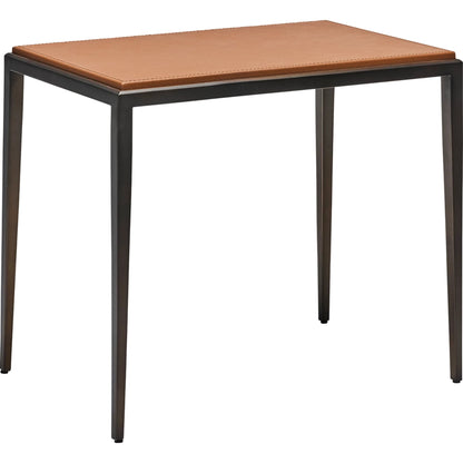 Auburn Side Table by Interlude Home. Made from wood, cast iron, leather in a modern style.