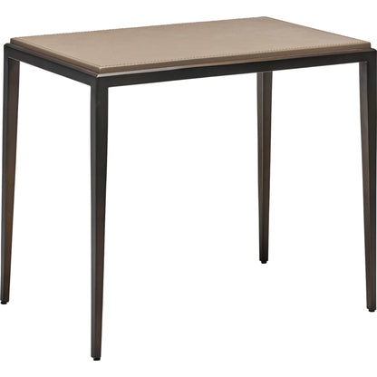 Auburn Side Table by Interlude Home. Made from wood, cast iron, leather in a modern style.