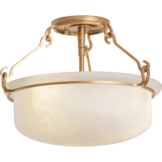 Lowerre Semi Flush by Hudson Valley in patina gold leaf. Made from unique in a transitional style.