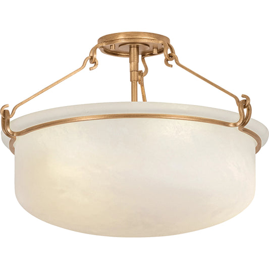 Lowerre Semi Flush by Hudson Valley in patina gold leaf. Made from unique in a transitional style.
