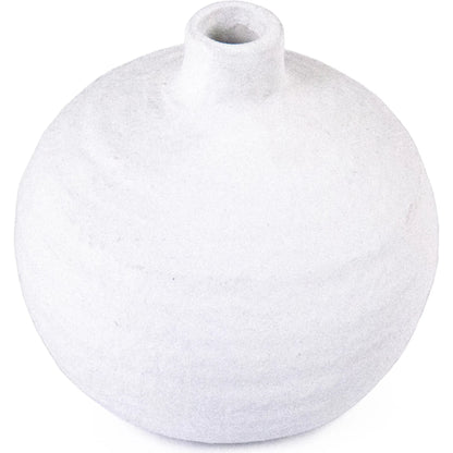 White Vase by Zentique in distressed white. Made from ceramic in a unique style.