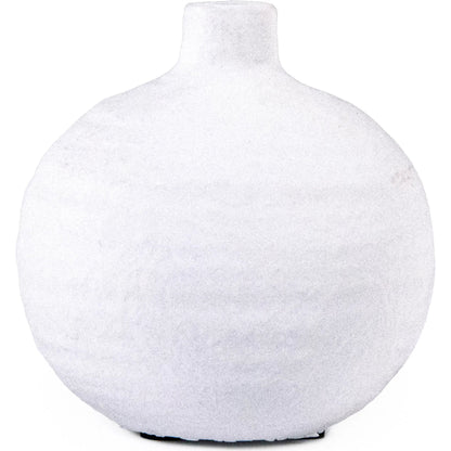 White Vase by Zentique in distressed white. Made from ceramic in a unique style.