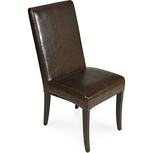 Milano Side Chair by Sarreid Ltd. in brown. Made from wood, leather in a modern style.
