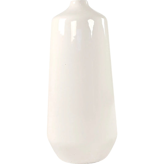 White Glazed Vase by Zentique in partially glazed off-white. Made from ceramic in a transitional style.