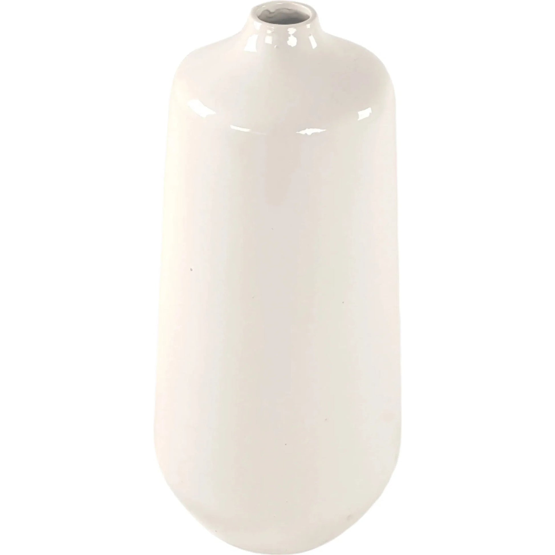 White Glazed Vase by Zentique in partially glazed off-white. Made from ceramic in a transitional style.