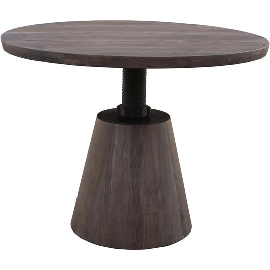 Bronx Crank Dining Table by LH Imports in dark brown and vinegar matte, black, powder coat. Made from solid acacia, reclaimed iron in a unique style.
