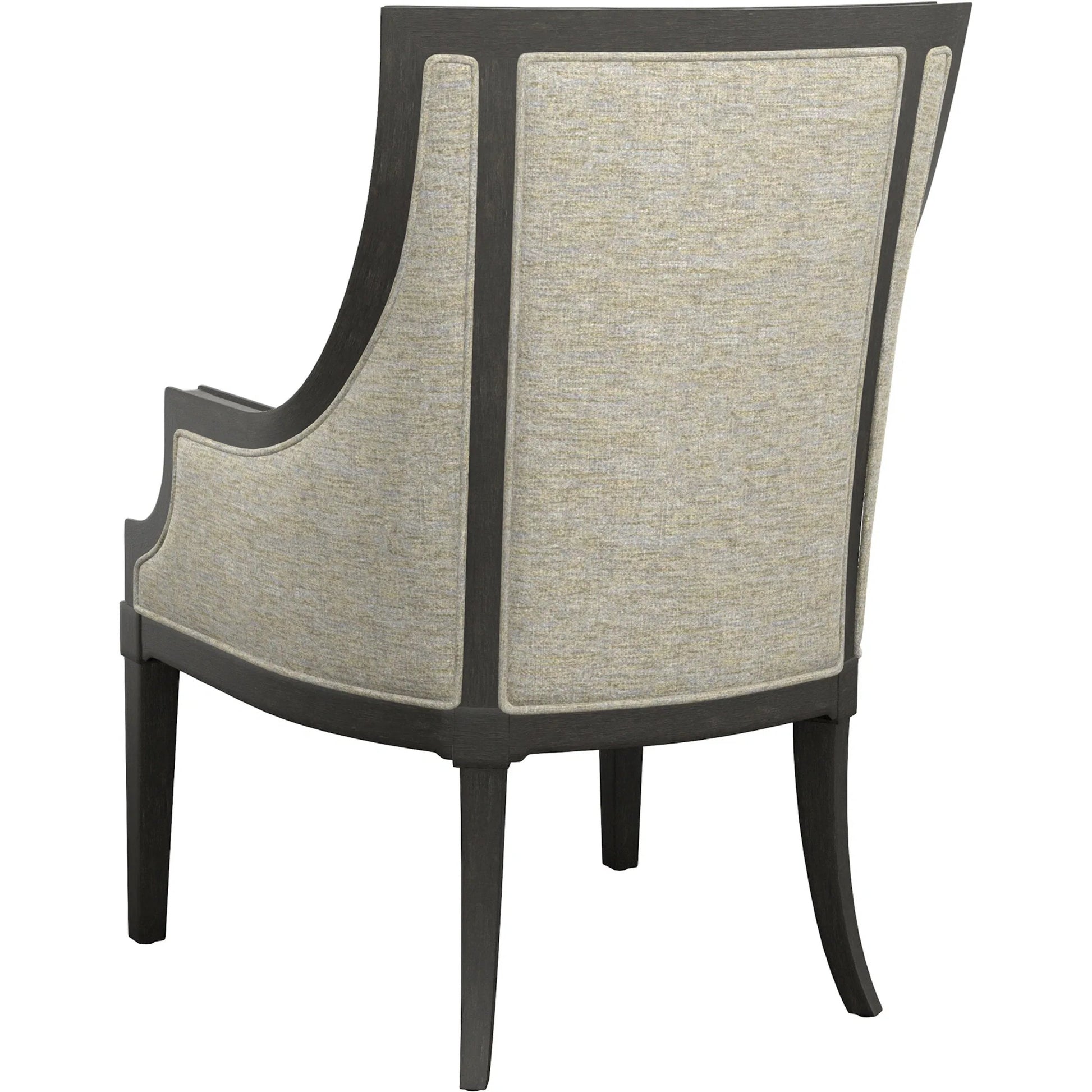 Aqua Bay Chair by Tommy Bahama Home in gray and dark brown. Made from mahogany, fabric in a transitional style.