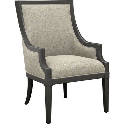 Aqua Bay Chair by Tommy Bahama Home in gray and dark brown. Made from mahogany, fabric in a transitional style.