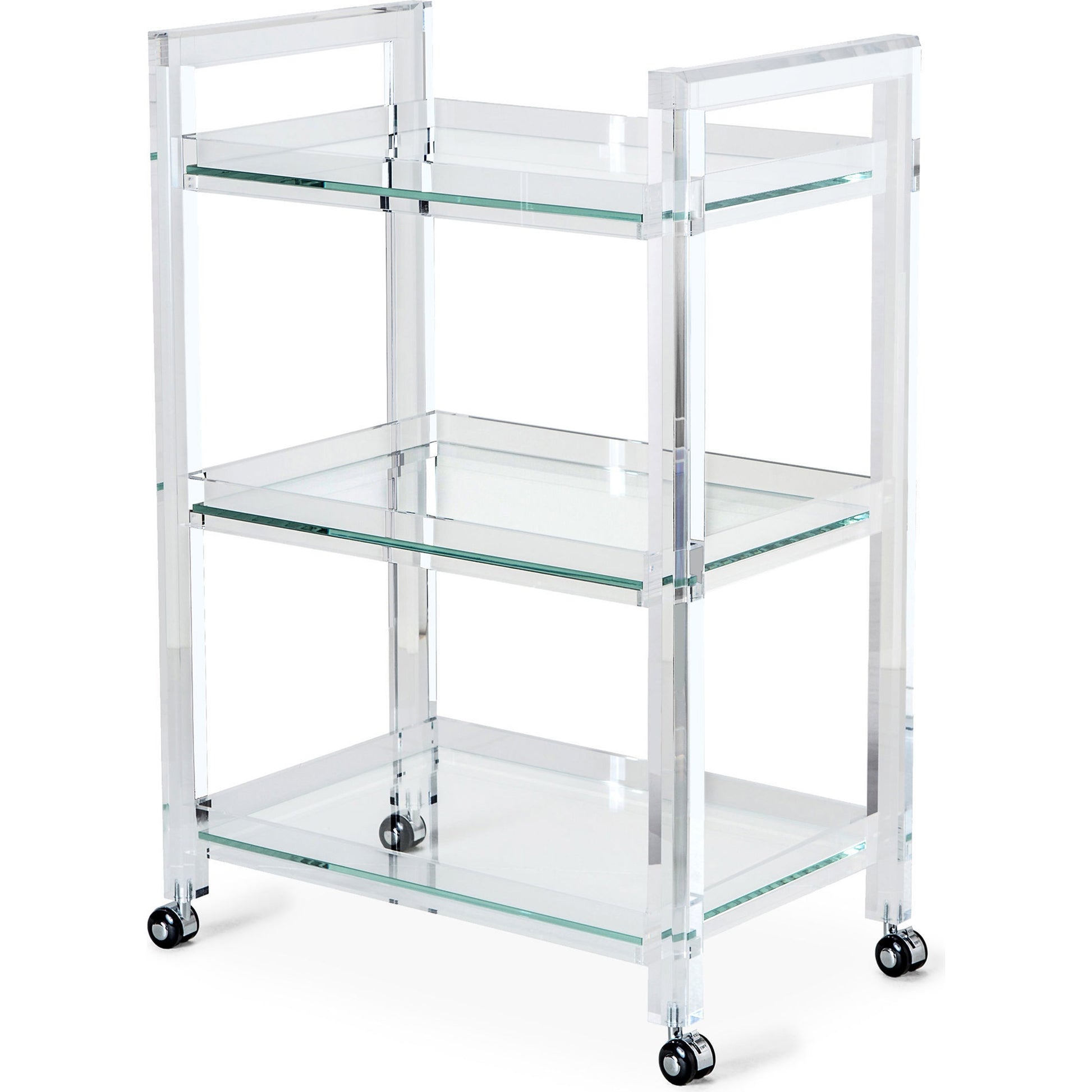 Ava Bar Cart by Interlude Home in clear. Made from acrylic, glass in a modern style.