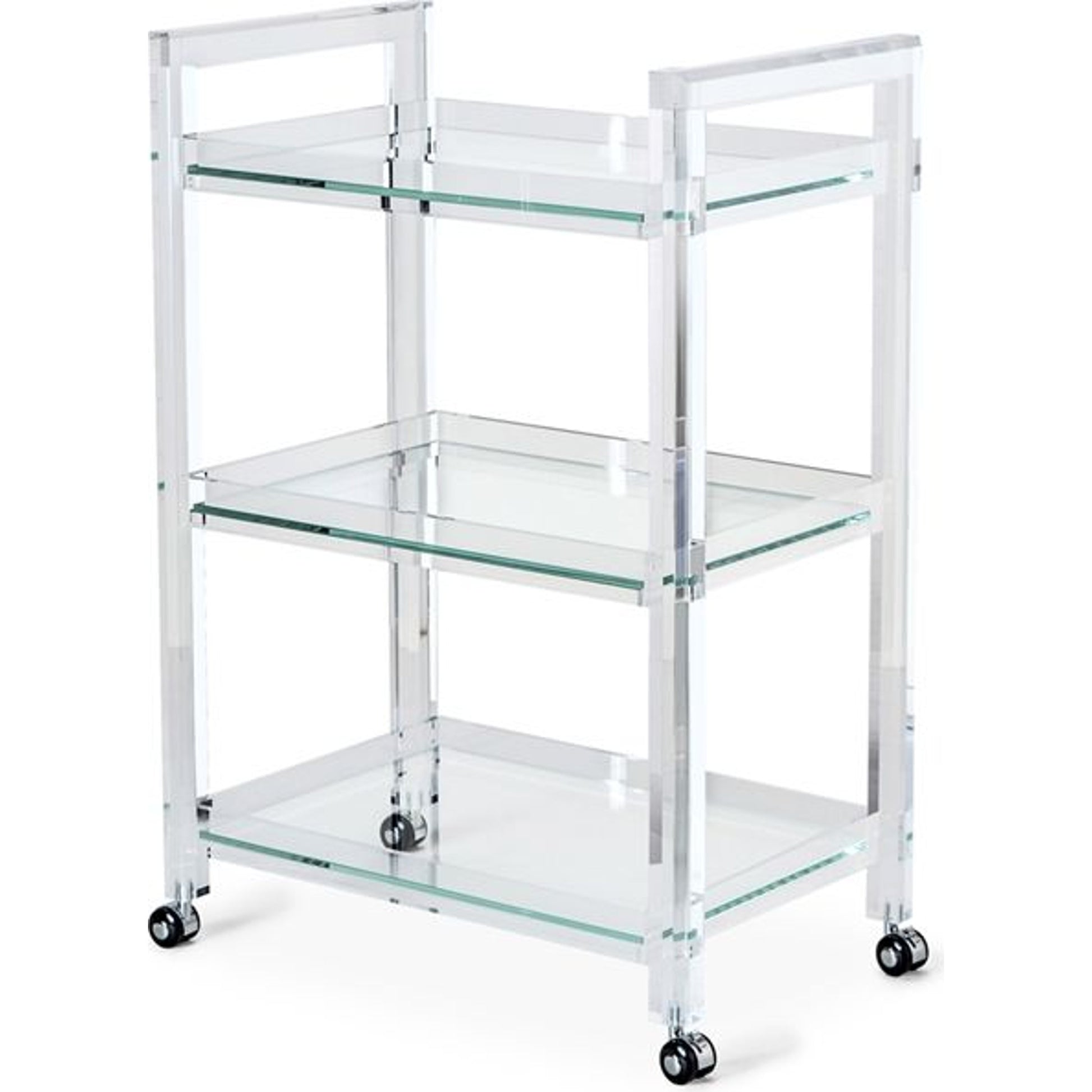 Ava Bar Cart by Interlude Home in clear. Made from acrylic, glass in a modern style.
